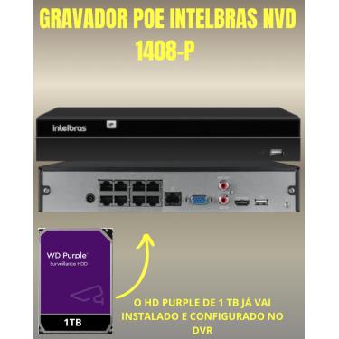 Imagem de Kit Nvr Intelbras Nvd 1408P HD 1Tb purple 5 Câmeras Ip Vipc