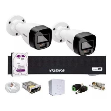 Imagem de Kit Intelbras 2 cameras  Vhd 1120b Full Color, Dvr 4 Canais C/hd 1tb