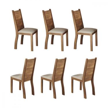 Imagem de Conjunto 6 Cadeiras Napoli Imbuia Tecido Veludo Pastel Viero Imbuia / Pastel