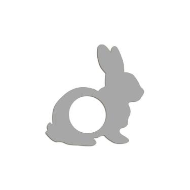 Imagem de Porta Guardanapo Coelho Kit 4 Peças 8cmx8cm - Cria Arte Laser Cinza Claro