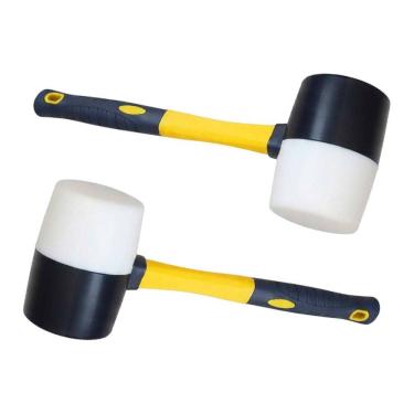 Imagem de Martelo Borracha Obra Kit 2 Uni Mercenaria Ergonomico Assentar Ladrilho Taco Piso Ceramica Chao Moveis Reparo Construçao