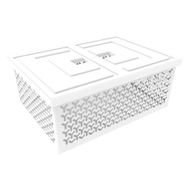 Imagem de Caixa Organizadora com Tampa Branco Cesto Grande Crippa Brinquedos Closet Lavanderia