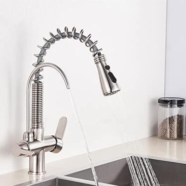 Imagem de Torneira de cozinha de água de purificação de ouro preto rotação de 360 graus torneira de água pura filtrada guindaste multifuncional torneira misturadora Torneira, níquel escovado b, china