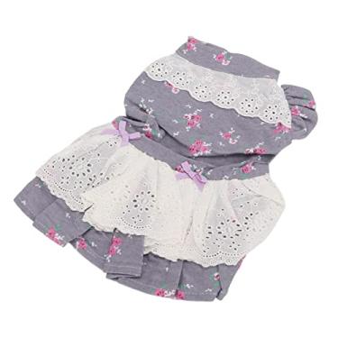 Imagem de Vestido floral para cães, lindo vestido de verão para animais de estimação macio e respirável para aniversário de gatinho para festa para filhotes (G)
