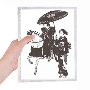 Imagem de Caderno Japão, feminino, montando, cavalo, esboço, folhas soltas, diário recarregável, papelaria