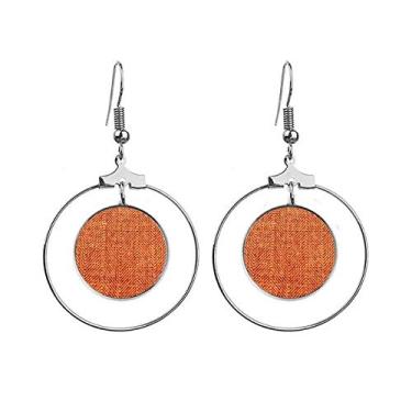 Imagem de Brincos abstratos de tecido marrom linho pendentes argola joia círculo gota