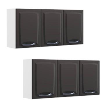 Imagem de Kit 2 Armários Aéreos Multiuso Itatiaia Aço 3 Portas New Premium Cozinha e Área de Serviço Grafite