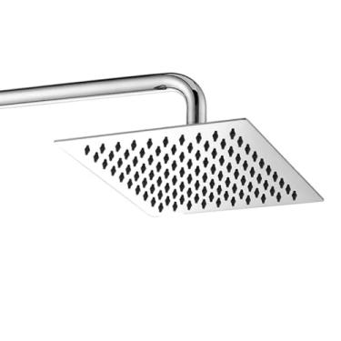 Imagem de Chuveiro Ducha Inox Slim Cromado 20X20 Suporte Redondo Banheiro Piscina Area Externa
