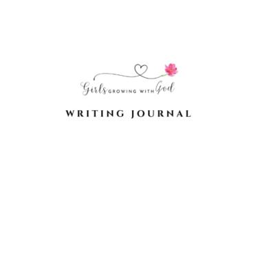 Imagem de Diário branco com escrita, diário em branco com forro de meninas crescendo com Deus, caderno versículo bíblico, diário de escrita de fé, 21,5 x 28 cm