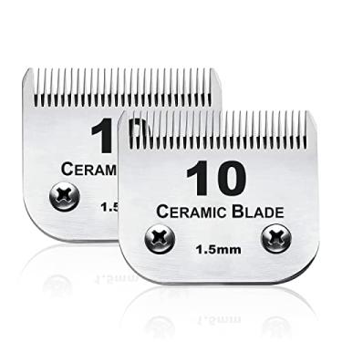 Imagem de AIJALY 10 lâminas de cuidados para cães compatíveis com Andis/Wahl/Oster Pet Clippers AG AGC cerâmica afiada tamanho 10, comprimento de corte de 1/40.6 cm (#10 lâmina/2 peças)