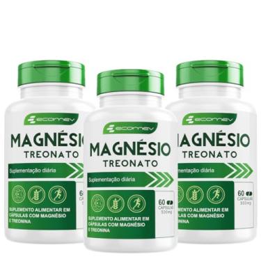 Imagem de 3Potes Magnesio Treonato 500Mg Alta Pureza 180Cáps - (Laudo de Pureza) Ecomev