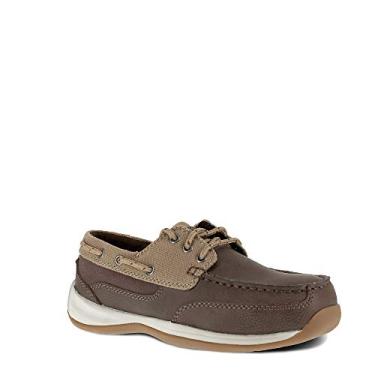 Imagem de Rockport Sapato náutico feminino casual com bico de segurança com três olhos, Marrom, 10.5
