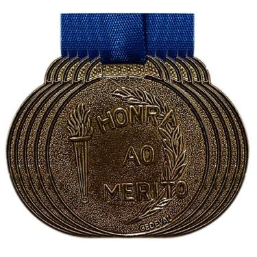 Imagem de Kit 40 Medalhas Honra Ao Mérito Metal Redonda 3.5cm Escola bronze