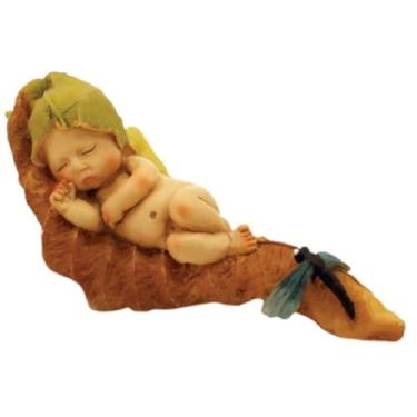 Imagem de Top Collection Enchanted Story Fairy Garden Sleeping Fairy Baby with Dragonfly Outdoor Statue, marrom, marrom, verde