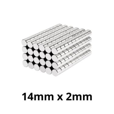 Imagem de Kit 200 Imã Neodímio Disco Magnético N35 14 x 2 mm Super Forte Potente