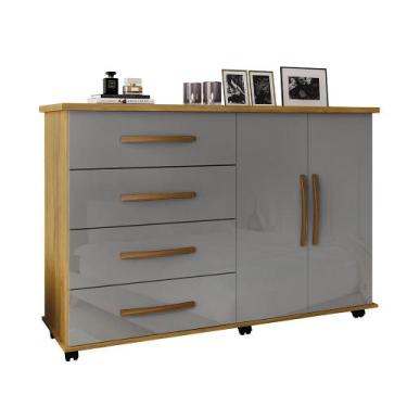 Imagem de Cômoda Quarto Bali com 4 Gavetas 2 Portas e Rodízios - Móveis Primus, 