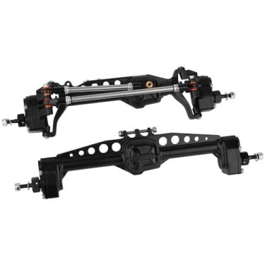 Imagem de Pothyes CNC Metal Front and Rear Portal Axles for 1/10 RC Crawler Car Axial SCX10 III AXI03006 AXI03007 Wrangler JL AR45 Axle Upgrade Part (Black)