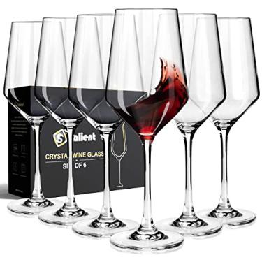 Imagem de S SALIENT Conjunto de 6 taças de vinho, taça de vinho de cristal premium de haste longa para vinho branco ou tinto 400 ml