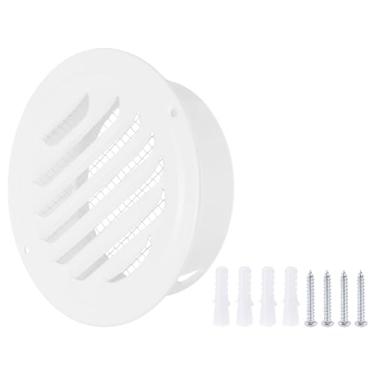 Imagem de PATIKIL Tampa de saída de ar redonda de 12,7 cm, de aço inoxidável, com persianas, entrada de parede, tela de grade, dutos, ventilação, soffit, ventilação, com parafusos para ventilação, branca