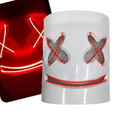 Imagem de Máscara Dj Mascarado Led Neon Balada Rave Halloween Cosplay Laranja XM