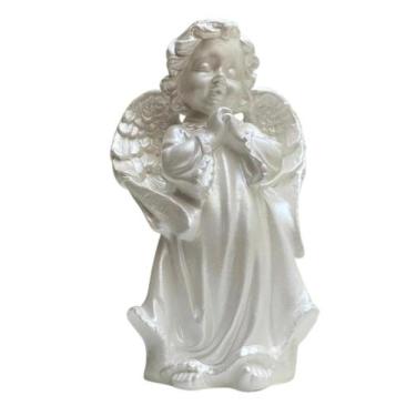 Imagem de Anjo 20cm Branco Perolado Em Gesso Lembrancinha E/OU BATIZADO - FSSHOP