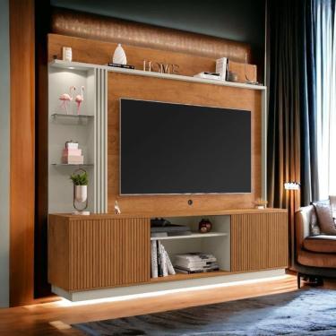 Imagem de Home Para Tvs 65 Atlanta Naturalle E Off White Ripado Bechara