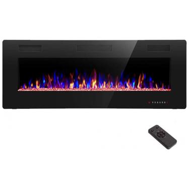 Imagem de Lareira Elétrica de Embutir A45x127L com Controle Remoto e Temporizador, 110V, R.W.FLAME, Preta