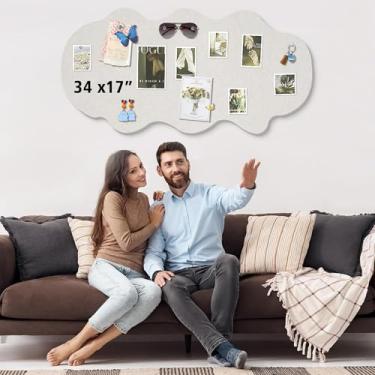 Imagem de Quadro de avisos LIYAOLI para paredes, 86 cm x 43 cm, cortiça, feltro com 15 pinos, cinza claro