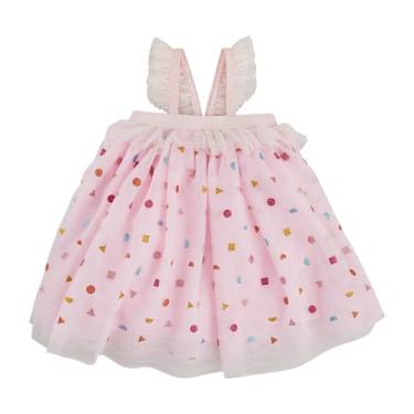 Imagem de Mud Pie Vestido de aniversário infantil de malha brilhante para bebês meninas, rosa, 12-18 Meses