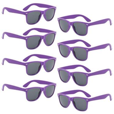 Imagem de Pacote com 8 óculos de sol unissex para festas cores neon para crianças, roxo