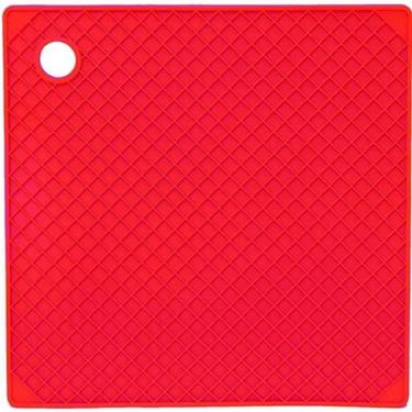 Imagem de Descanso De Panela Quadrado De Silicone Vermelho 18x18 Cm - Mimo Style - Sn13282
