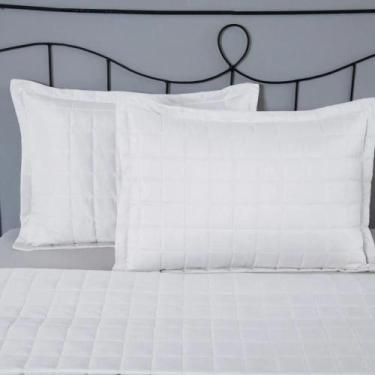 Imagem de Porta Travesseiro Matelado Com Abas 70x50cm Relevo Quadriculado - 2 Pe
