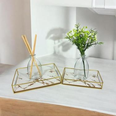 Imagem de Conjunto de 2 Bandejas Decorativa para Objetos Mesa Enfeite Cantinho d