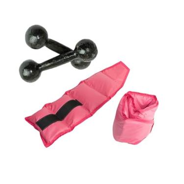 Imagem de 1 Par de Halter Pintado 1kg e Par de Caneleira Tornozeleira de 1kg Academia Pilates Fisoterapia Musculação Cor Rosa
