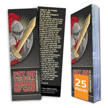 Imagem de Full Armor of God Bible Bookmarks, Pack of 25 Spartan Warrior Christian Bible Verse Bookmarkers for Bible Study & Church Welcome Packets, Faith & Prayer Scripture Card Gifts for Men & Women