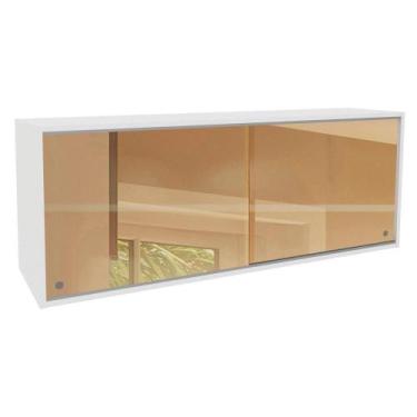 Imagem de Armário Aéreo Glamy 2 Portas de Correr de Vidro Branco - MADESA