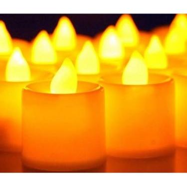 Imagem de 2 Vela Led Eletrônica Amarela Linda Decorativa, Festa + 3 Baterias - w