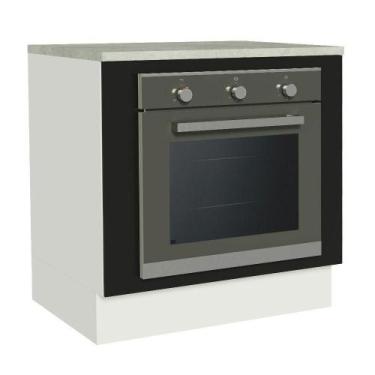 Imagem de Balcão Para Forno Embutir 80x60cm Com Tampo Branco/Preto - MADESA