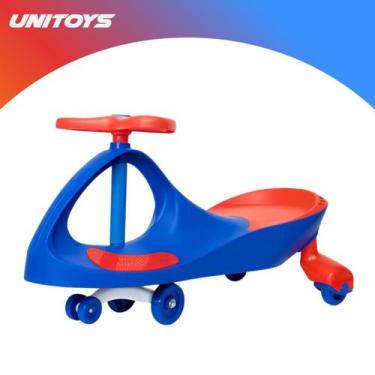Imagem de Carrinho Rolimã Infantil Super Car Azul com Volante 360, Rodas com LED