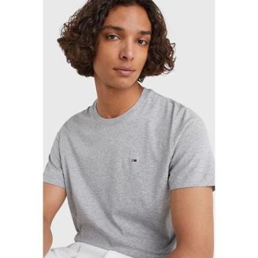 Imagem de T-shirt Tommy Jeans Slim Tecido Jaspeado Cinza Tam. P-Masculino