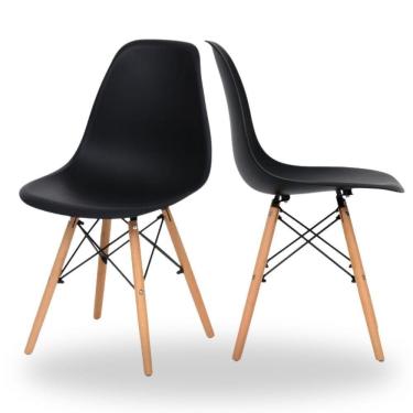 Imagem de Conjunto 2 Cadeiras Eiffel Pés Madeira Maciça Urban Wood Elomio Preto