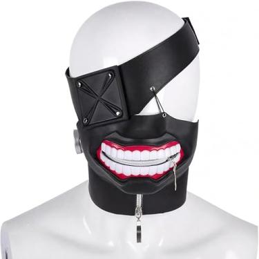 Imagem de vieaying Tokyo Ghoul Kaneki Ken Mask 3D One Eyed Cosplay Prop with Zipper Mouth Reusable Half Full Face Costume for Halloween Carnival Themed Parties