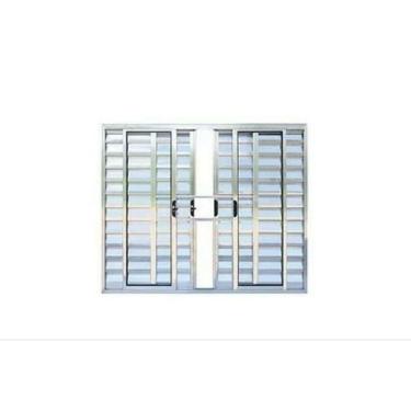 Imagem de Veneziana 120x120 6 Folhas c/Grade - Alumínio Brilhante - Linha 18 Modular 