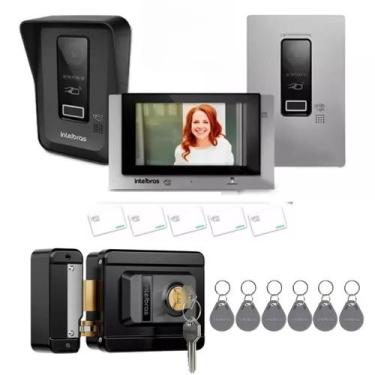 Imagem de Kit Videoporteiro WiFi Allo wT7 Fechadura FX 1500 e 11 Tags RFID - INT