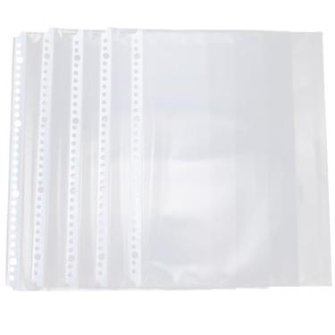 Imagem de TEHAUX 100 protetores de folha transparente A4, bolso de fichário de 30 x 21,6 cm para fichário de 4 anéis, protetor de página de 30 furos, mangas de plástico a granel para documentos de arquivos