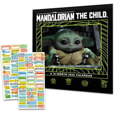 Imagem de Star Wars Calendário Mandaloriano 2025 - Deluxe 2025 Star Wars Baby Yoda Mini Calendário com mais de 100 adesivos de calendário (presentes manalorianos, material de escritório)