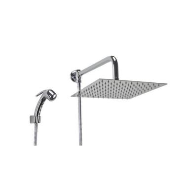 Imagem de Ducha Inox 25x25 cm com Ducha Manual em ABS com Trava - AMG Metais