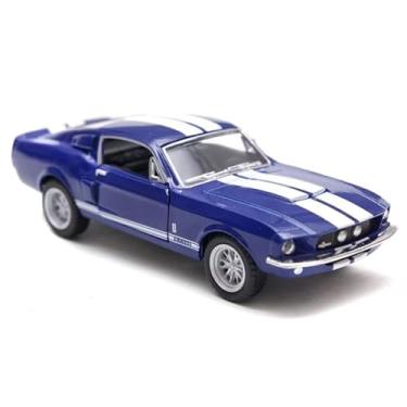 Imagem de Power Toys TECH - Miniatura Shelby GT 500 1967: Carrinho de Ferro com Portas que Abrem e Pneus de Borracha 1:38 (Azul)