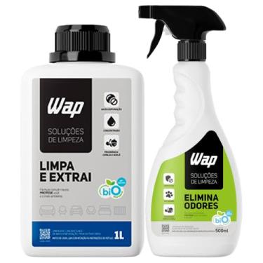 Imagem de Kit Detergente Concentrado Limpa Extrai 1 Litro Eliminador Odores Tecidos Estofados Pisos Pet Friendly - Wap