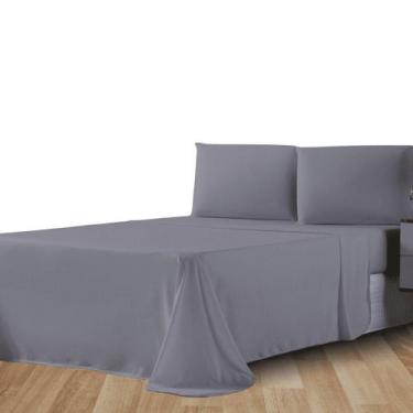 Imagem de Jogo de Lençol Queen 4 Peças 100% Algodão - Sonho e Arte, Cinza